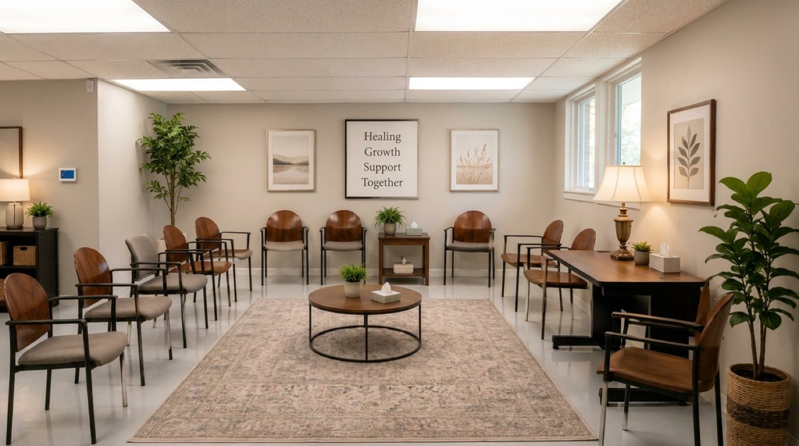 Comfortable group therapy and process room